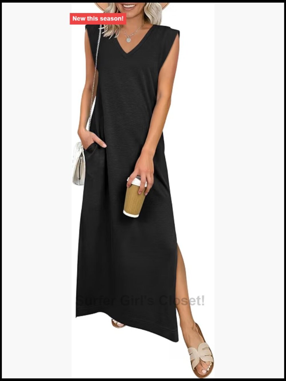 Womens Wrinkle Free Summer Cap Sleeve Maxi Shirt Dress Pockets